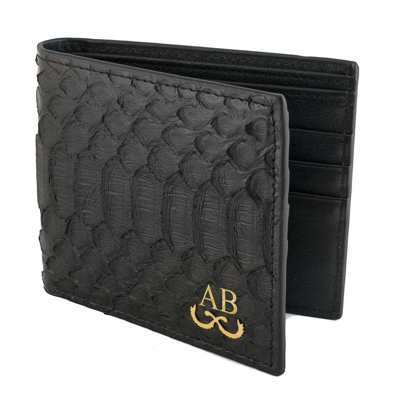 Black Python Skin Bi-Fold Wallet