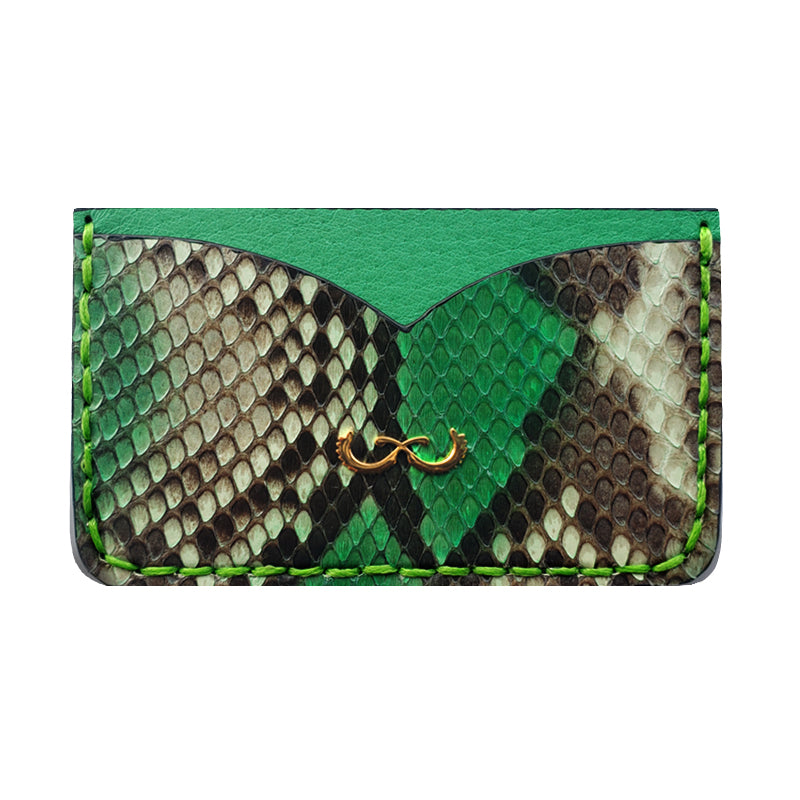 Rayal Natural Green Snake Skin Card Holder with Money Clip